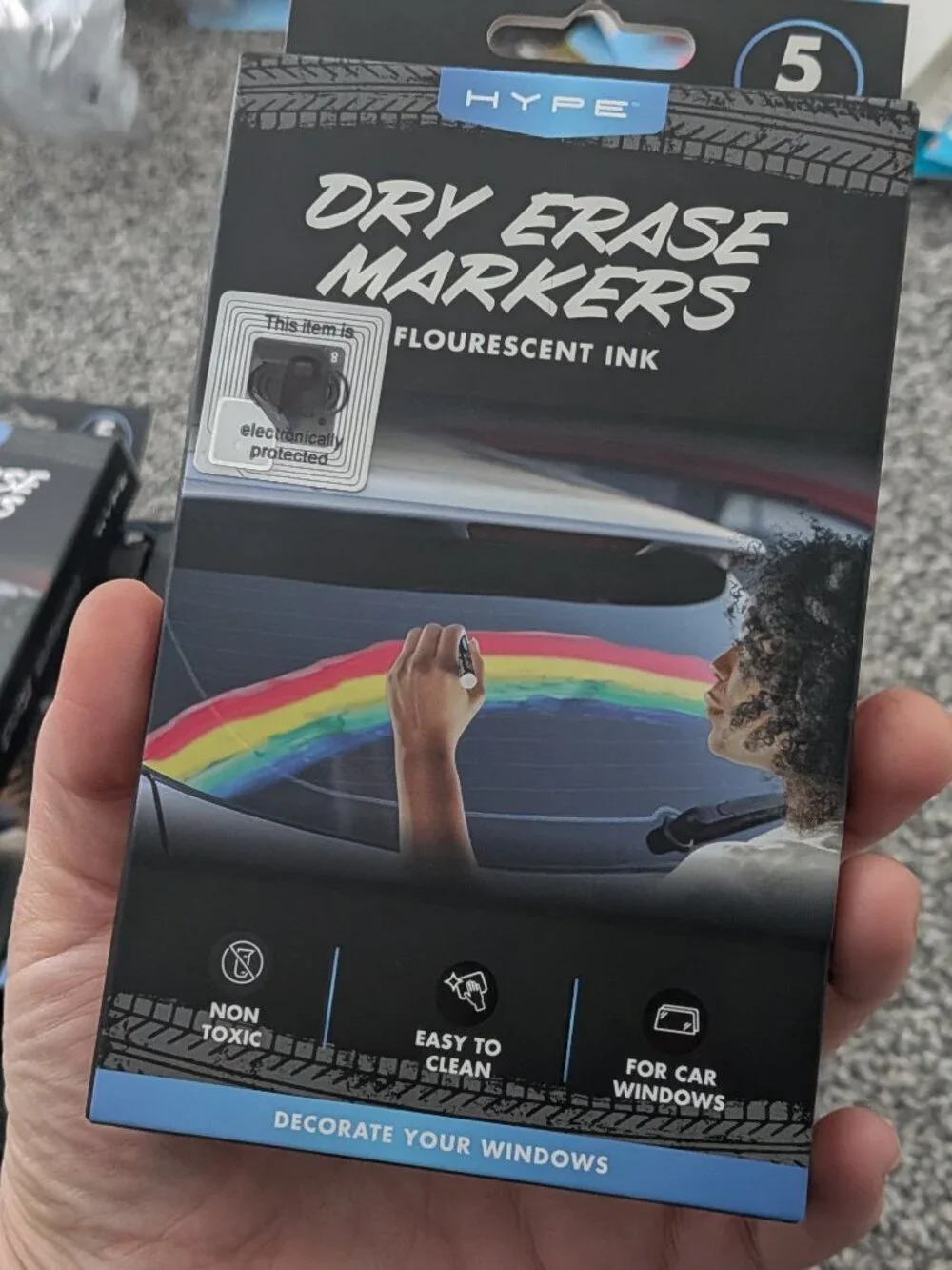 HYPE Dry Erase Window Markers 5-Pack For Car Windows Florescent Neon (NIB) MQA